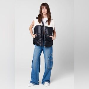 BLANKNYC Vest Sherpa Coat Vegan Leather Jacket Size XS Oversized NWT Retail $128